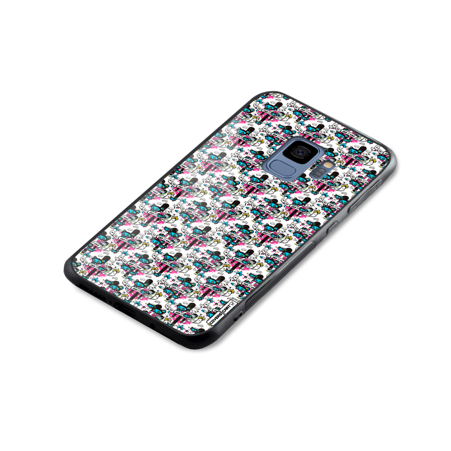 Blue Pink Pattern Glass Back Case for Galaxy S9