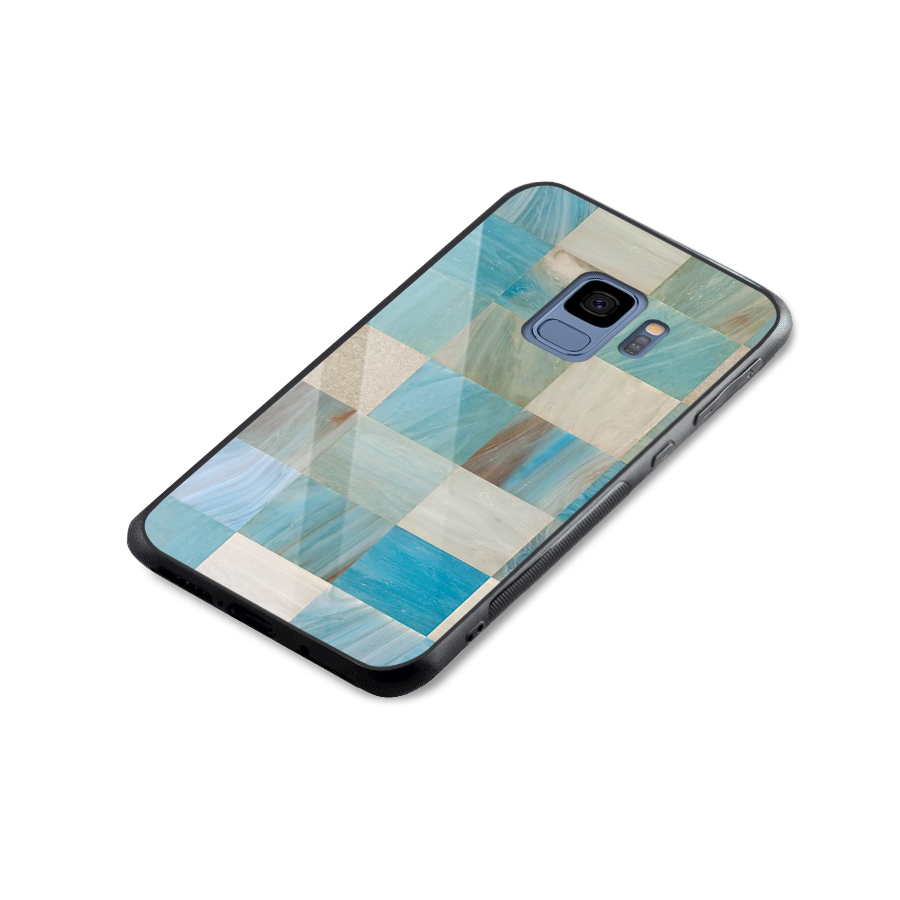 Blue Tiles Glass Back Case for Galaxy S9
