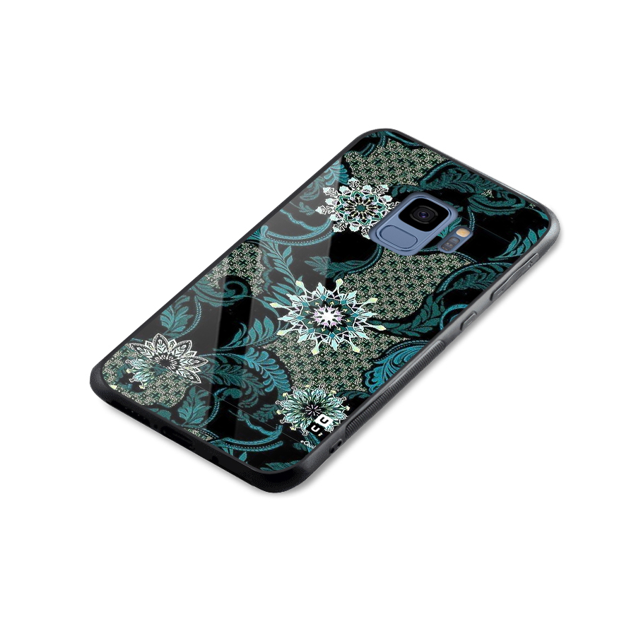 Bottle Green Floral Glass Back Case for Galaxy S9