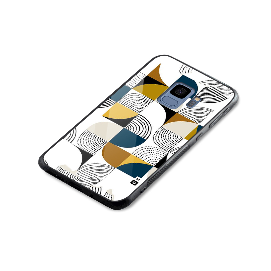 Boxes Pattern Glass Back Case for Galaxy S9