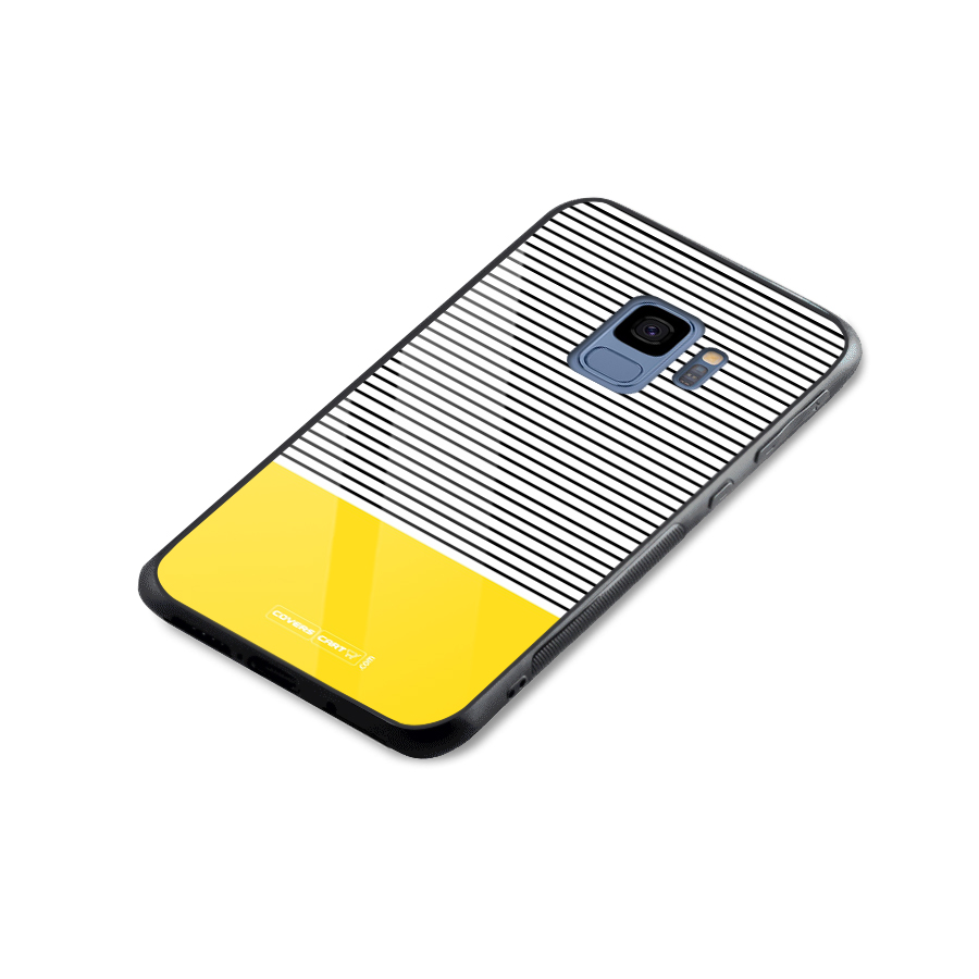 Bright Yellow Stripes Glass Back Case for Galaxy S9