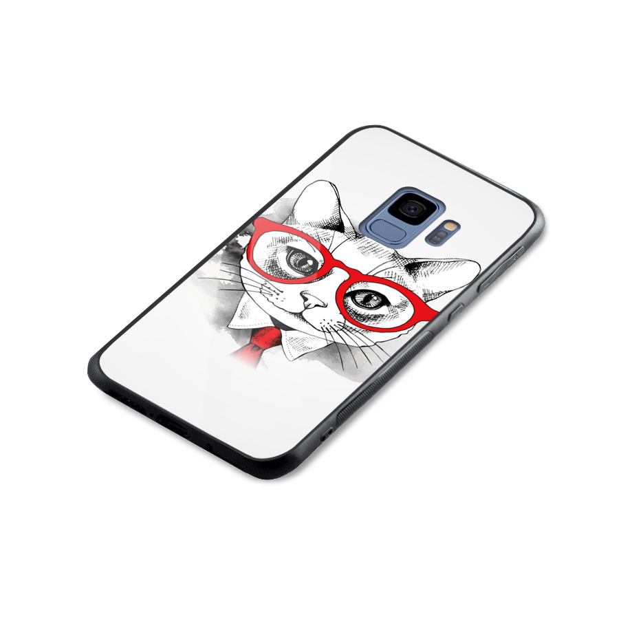 Business Cat Glass Back Case for Galaxy S9