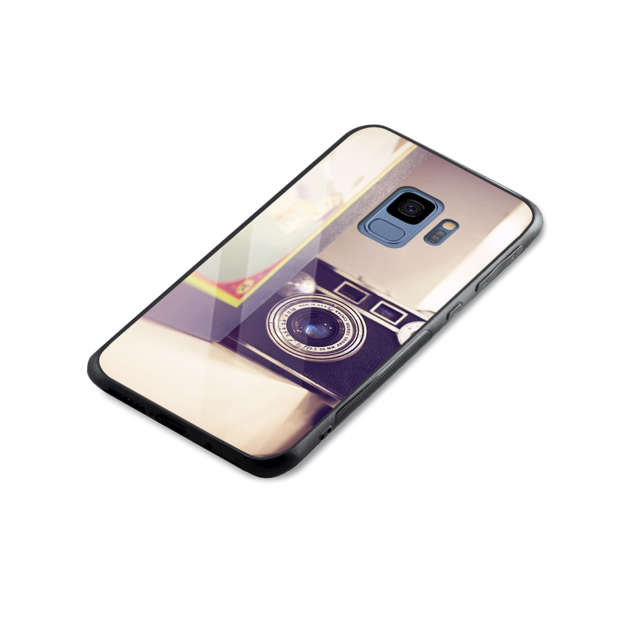 Camera Vintage Pastel Glass Back Case for Galaxy S9