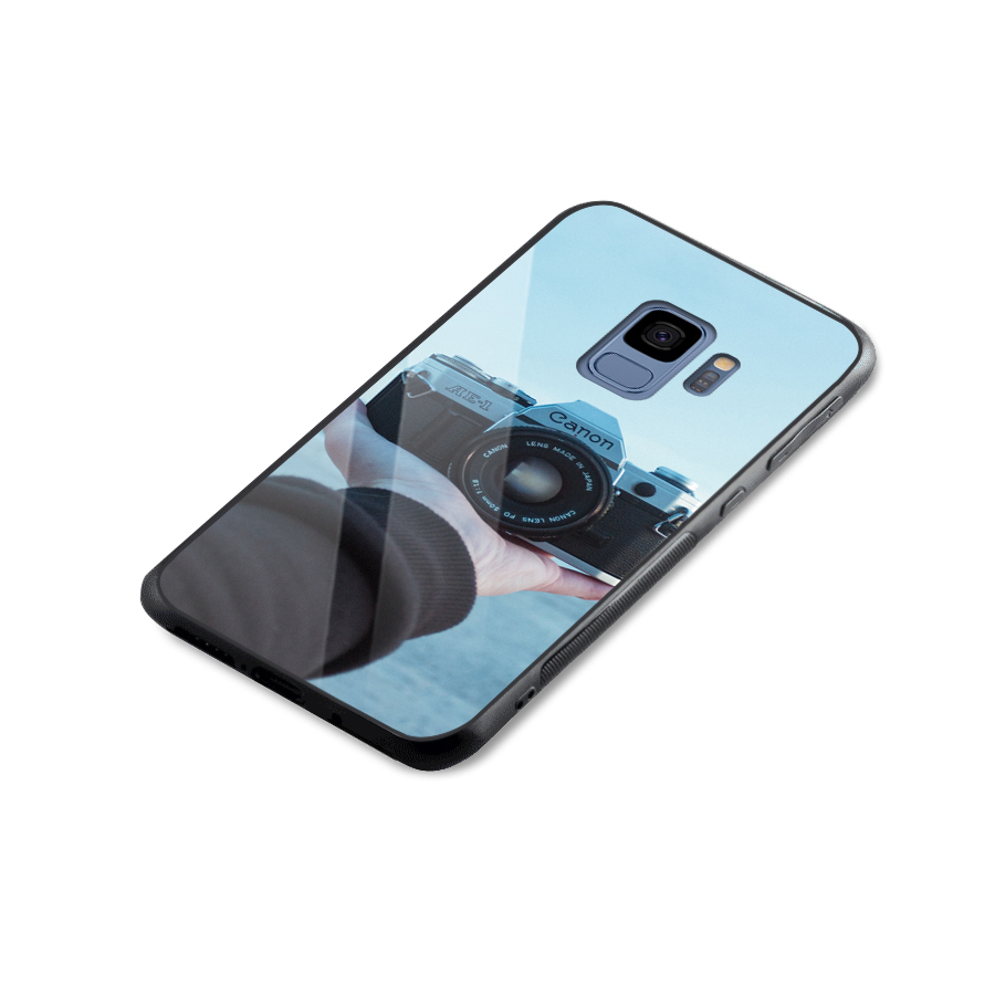 Camera in Hand Glass Back Case for Galaxy S9