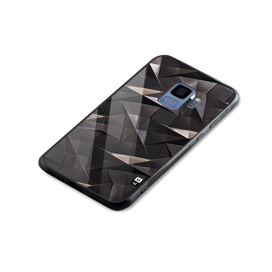 Carved Triangles Glass Back Case for Galaxy S9