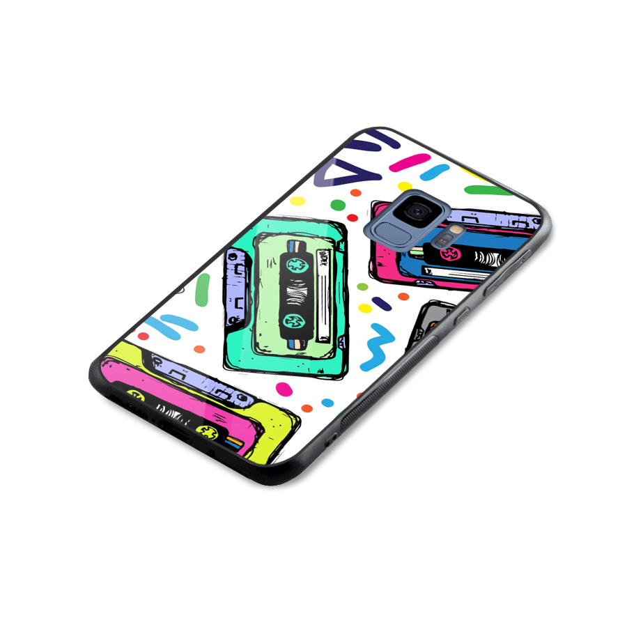 Cassette Pattern Glass Back Case for Galaxy S9