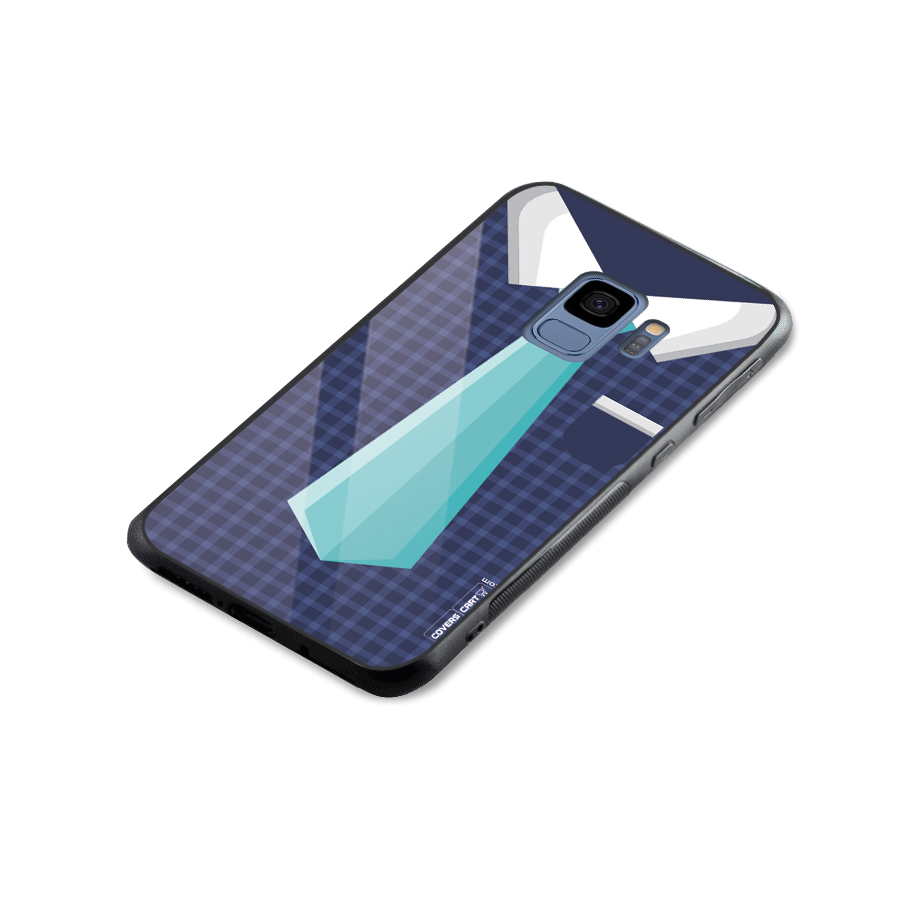 Checked Shirt Tie Glass Back Case for Galaxy S9