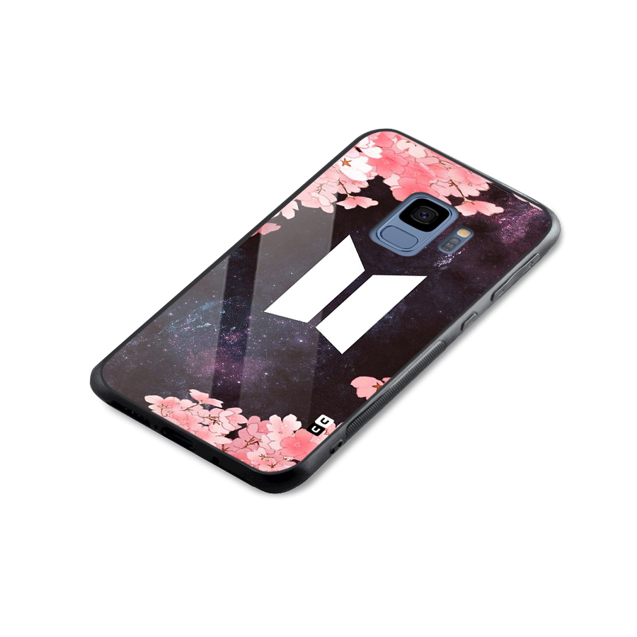 Cherry Blossom Pause Design Glass Back Case for Galaxy S9