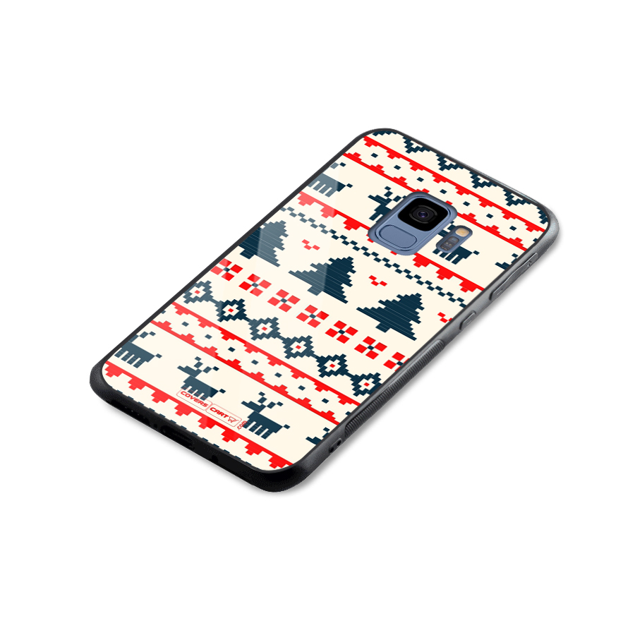 Christmas Design Pattern Glass Back Case for Galaxy S9