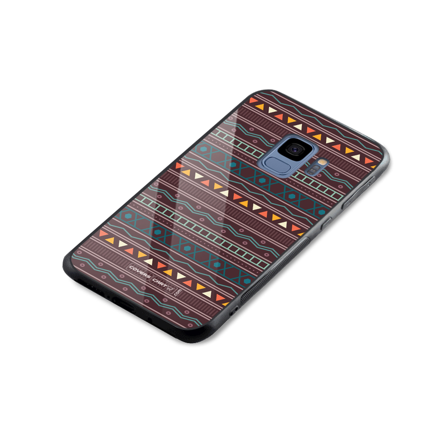 Classic Aztec Pattern Glass Back Case for Galaxy S9