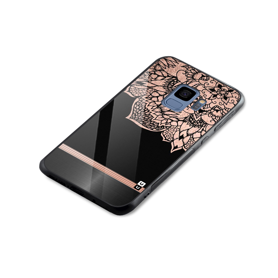 Classic Black Sleak Design Glass Back Case for Galaxy S9