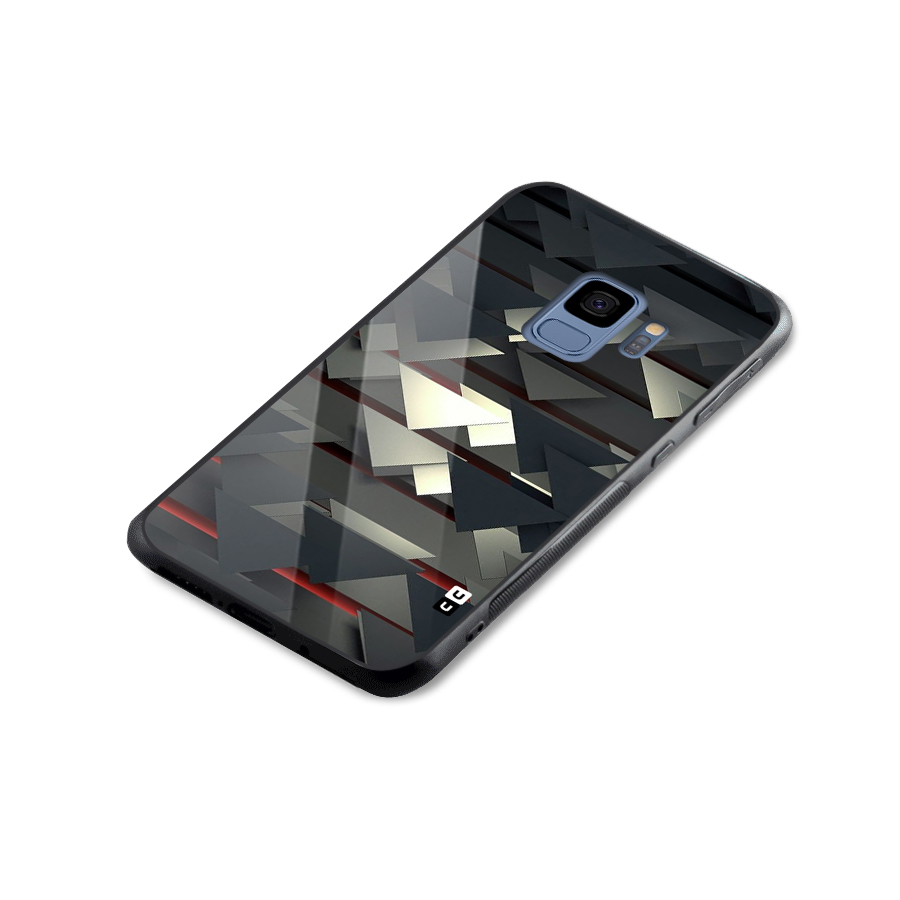 Classic Triangles Design Glass Back Case for Galaxy S9