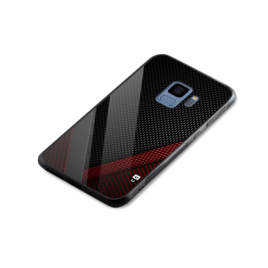 Classy Black Red Design Glass Back Case for Galaxy S9