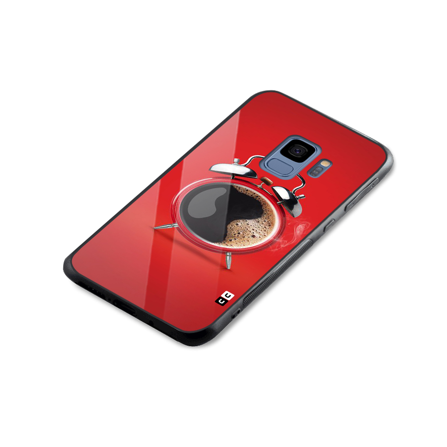 Coffee Clock Glass Back Case for Galaxy S9