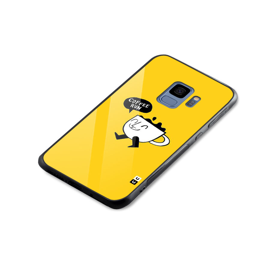 Coffee Run Glass Back Case for Galaxy S9