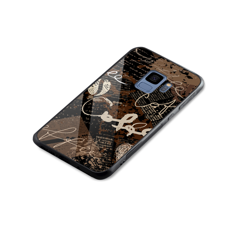 Coffee Scribbles Glass Back Case for Galaxy S9