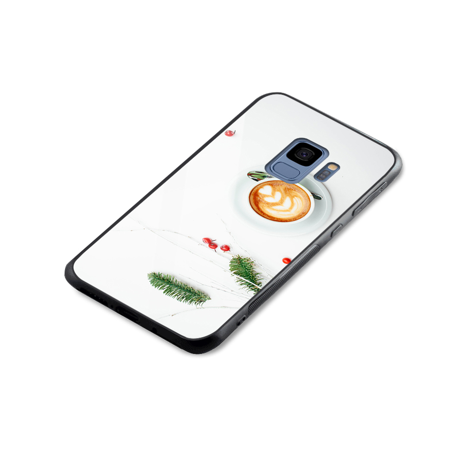 Coffee and Leafs Glass Back Case for Galaxy S9
