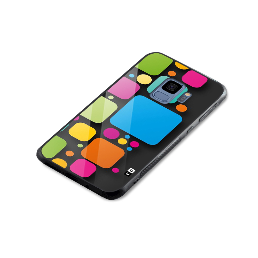 Color Boxes Abstract Glass Back Case for Galaxy S9