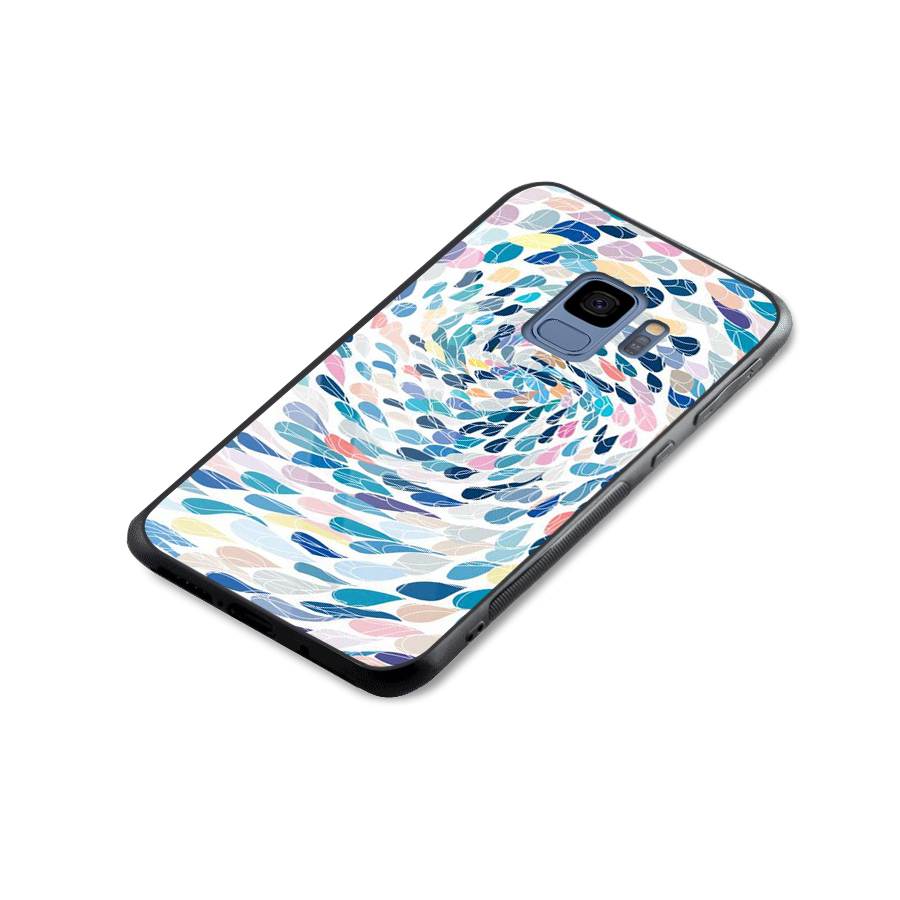Color Droplets Swirls Glass Back Case for Galaxy S9