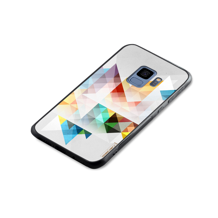 Colorful Geometric Art Glass Back Case for Galaxy S9