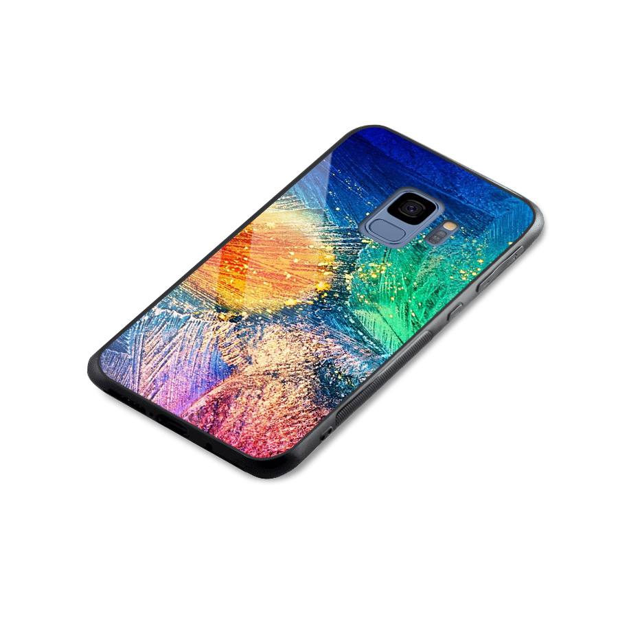 Colorful Leafs Vibrant Glass Back Case for Galaxy S9