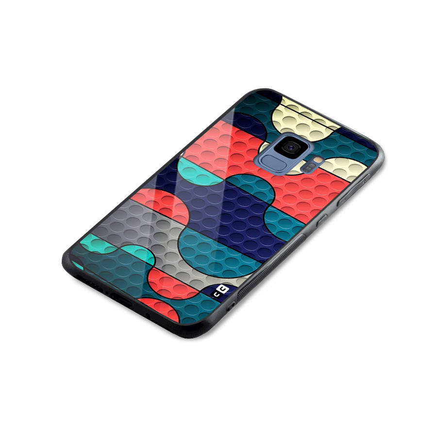 Colorful Puzzle Design Glass Back Case for Galaxy S9