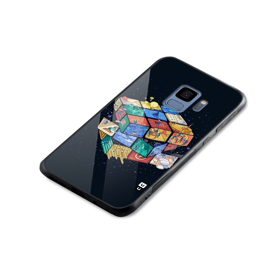Coloured Rubic Glass Back Case for Galaxy S9