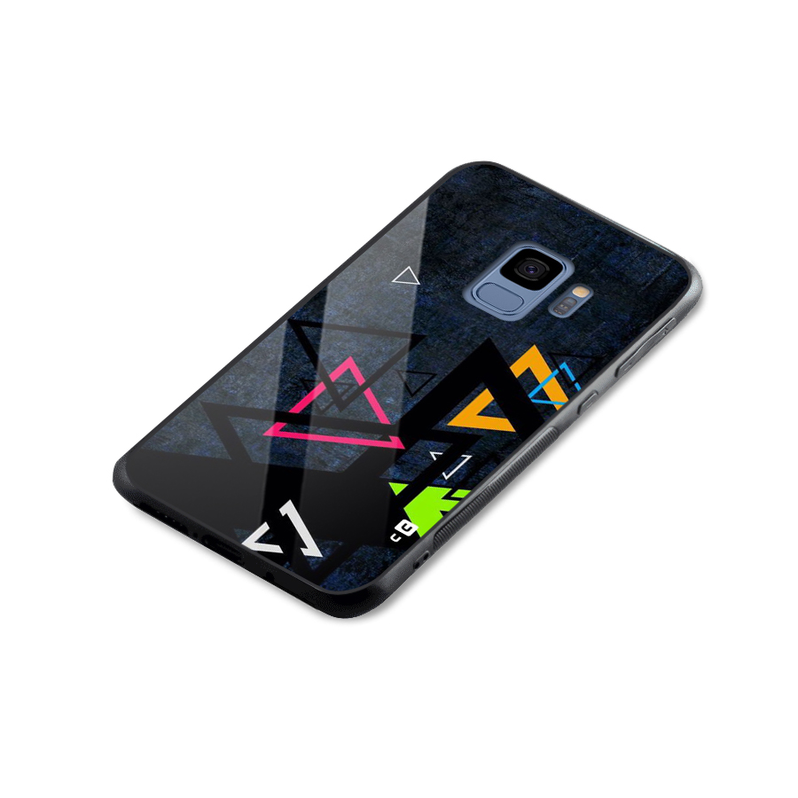 Coloured Triangles Glass Back Case for Galaxy S9