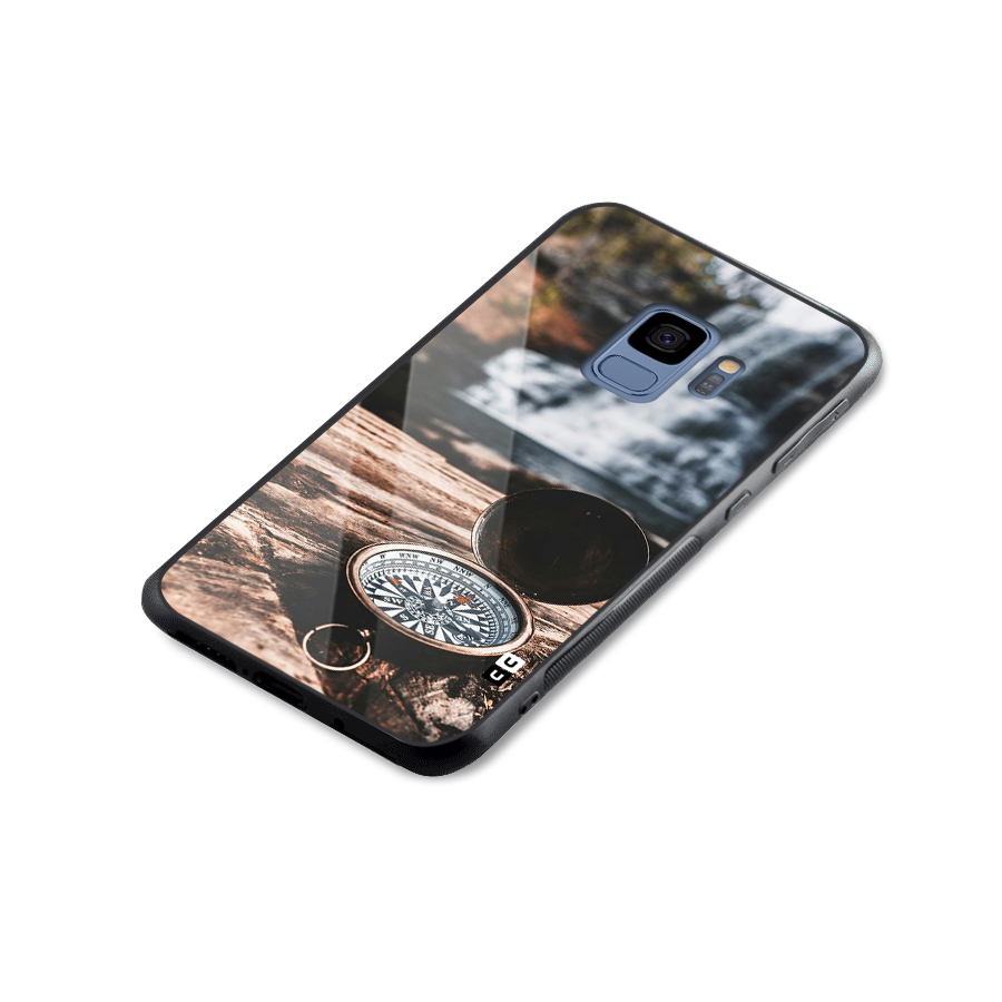 Compass Travel Glass Back Case for Galaxy S9