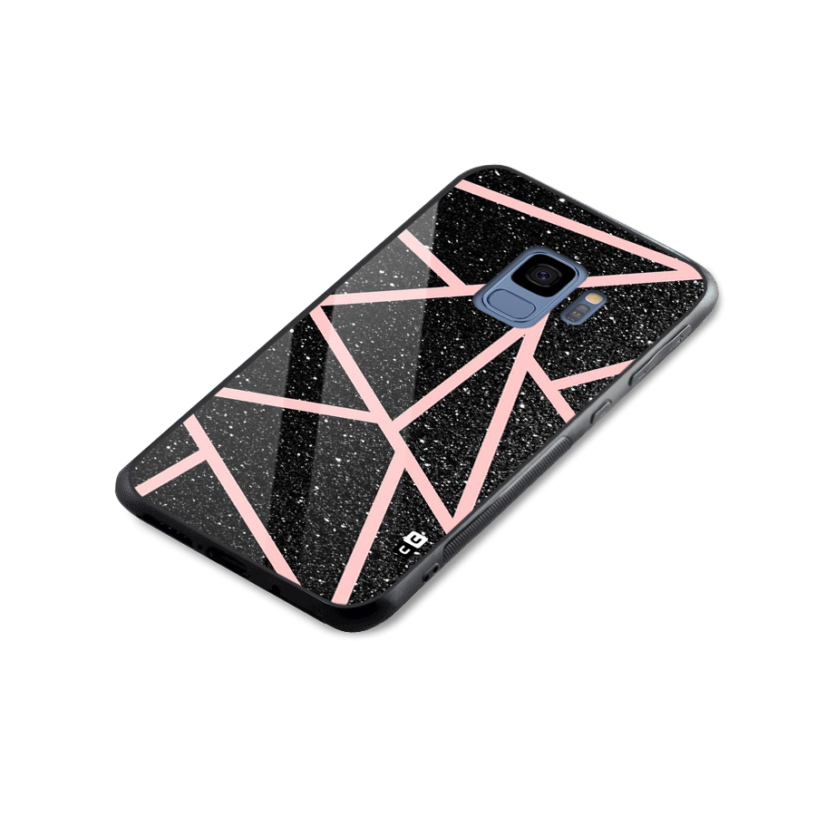 Concrete Black Pink Stripes Glass Back Case for Galaxy S9