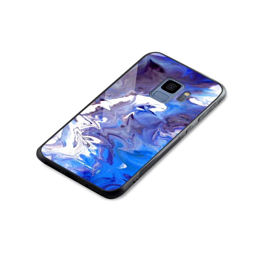 Cool Blue Marble Texture Glass Back Case for Galaxy S9