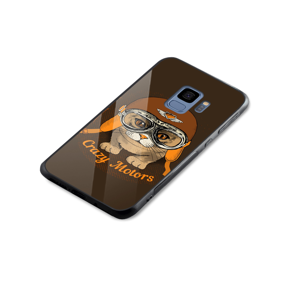 Crazy cat Glass Back Case for Galaxy S9