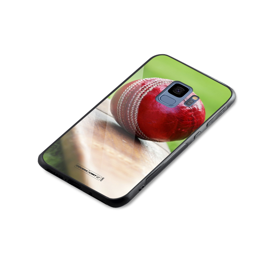 Cricket Bat Ball Glass Back Case for Galaxy S9
