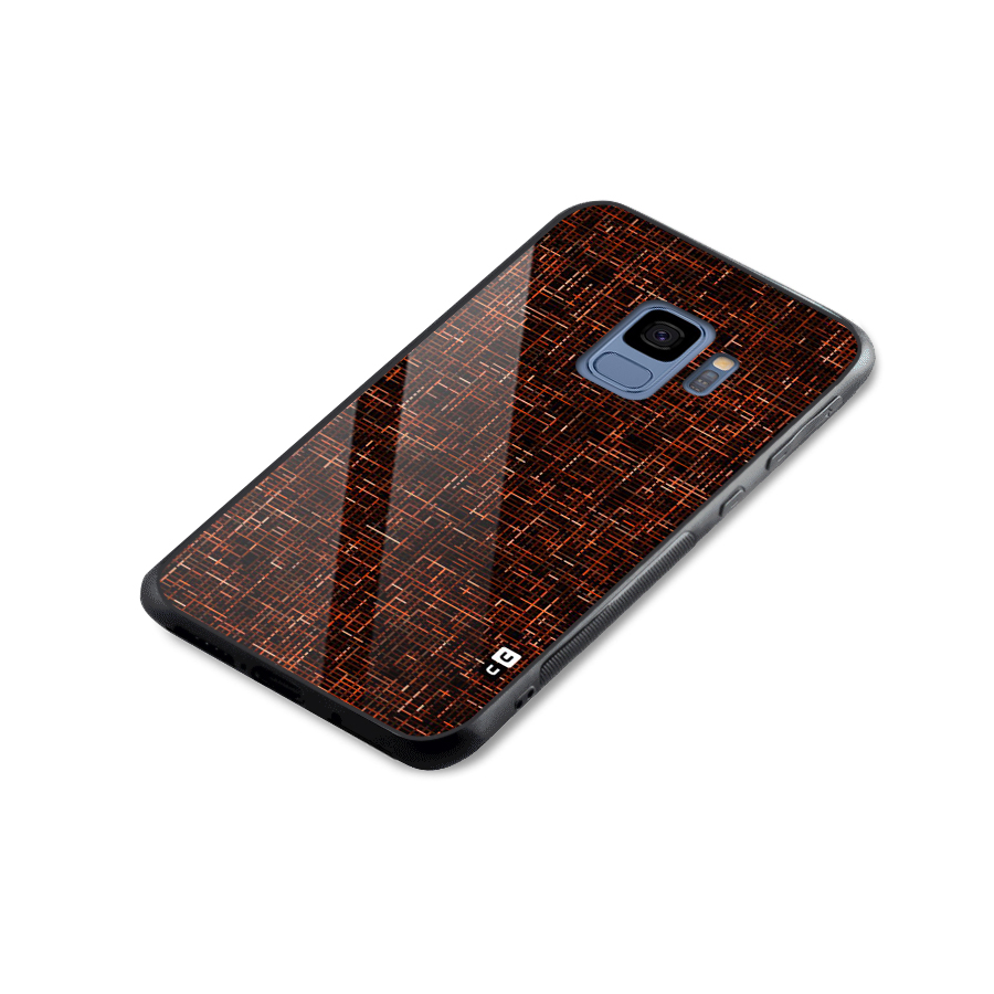 Criss Cross Brownred Pattern Glass Back Case for Galaxy S9