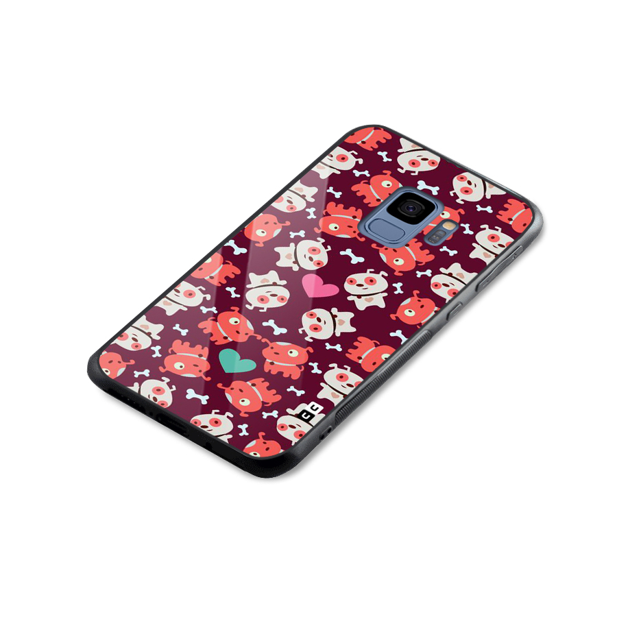 Cut Dog Design Glass Back Case for Galaxy S9