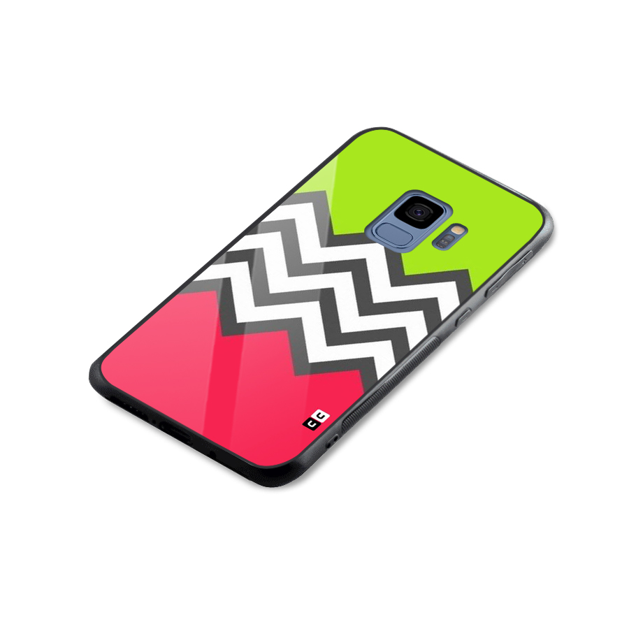 Cute Chevron Glass Back Case for Galaxy S9
