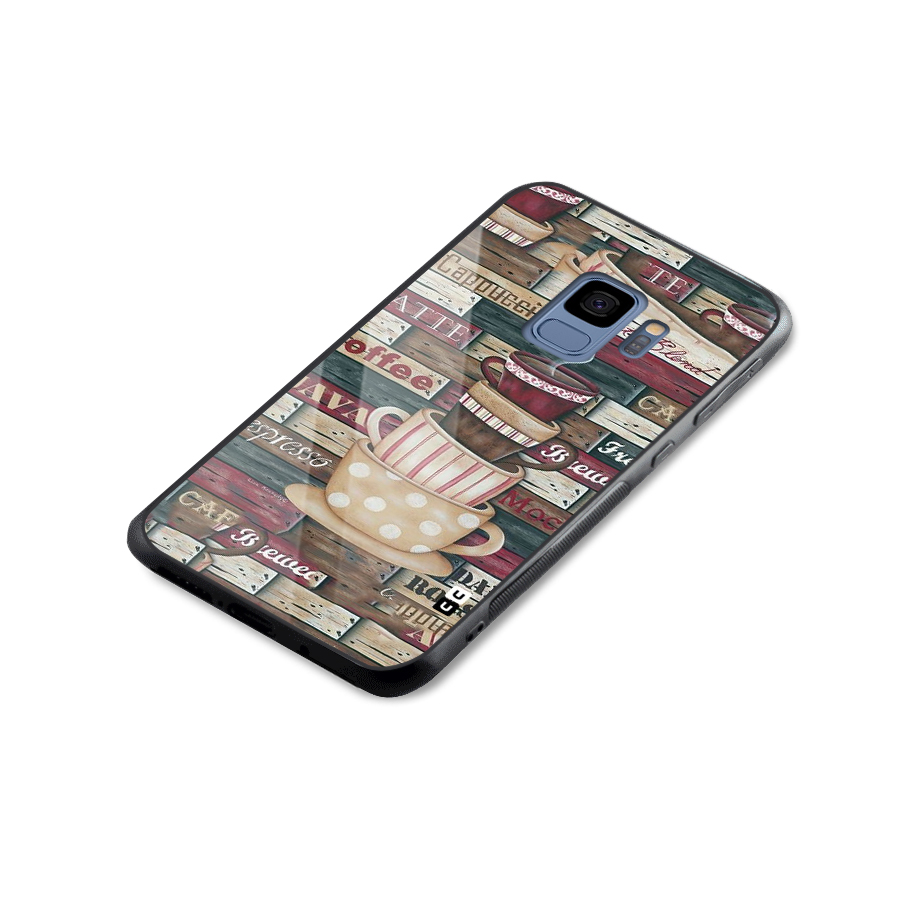 Cute Coffee Cups Glass Back Case for Galaxy S9