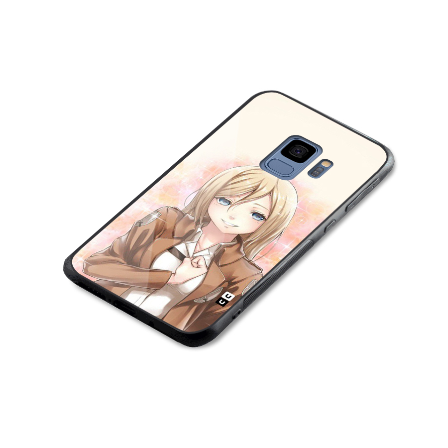 Cute Girl Art Glass Back Case for Galaxy S9