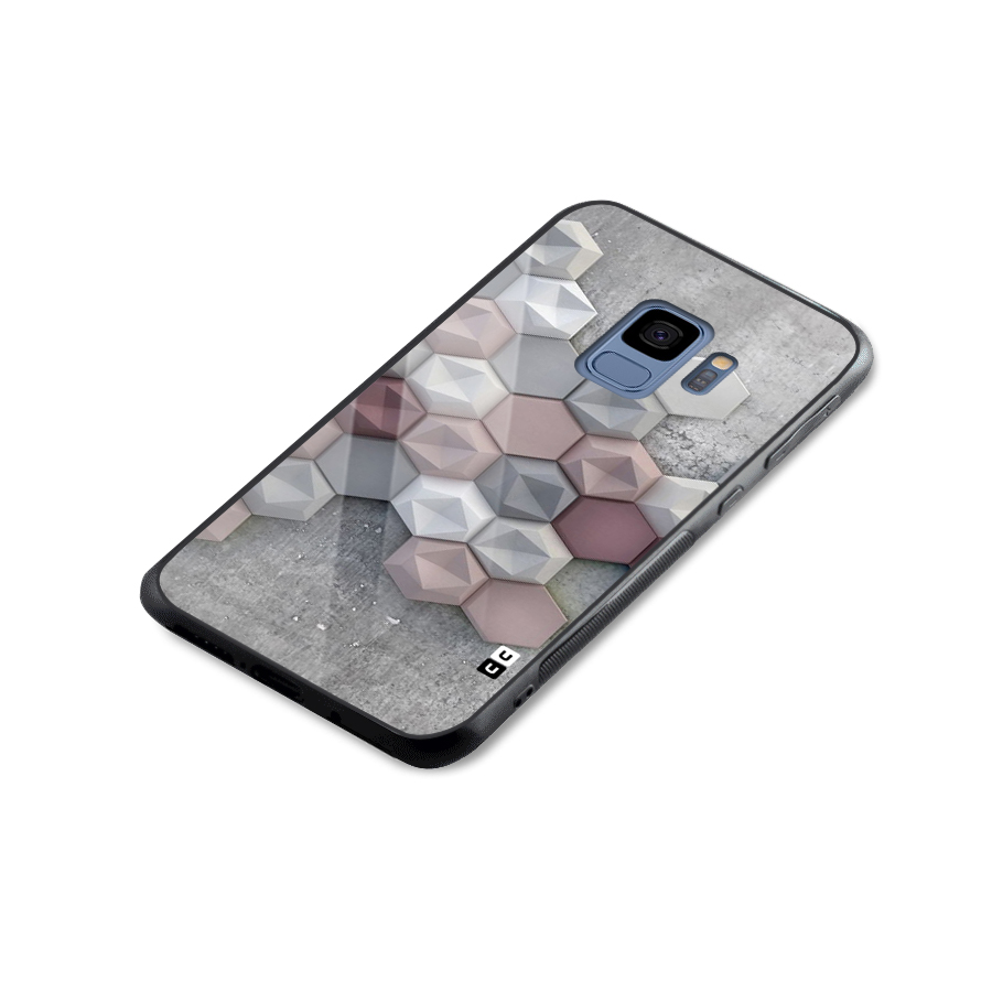 Cute Hexagonal Pattern Glass Back Case for Galaxy S9