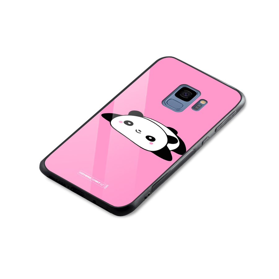 Cute Lazy Panda Glass Back Case for Galaxy S9