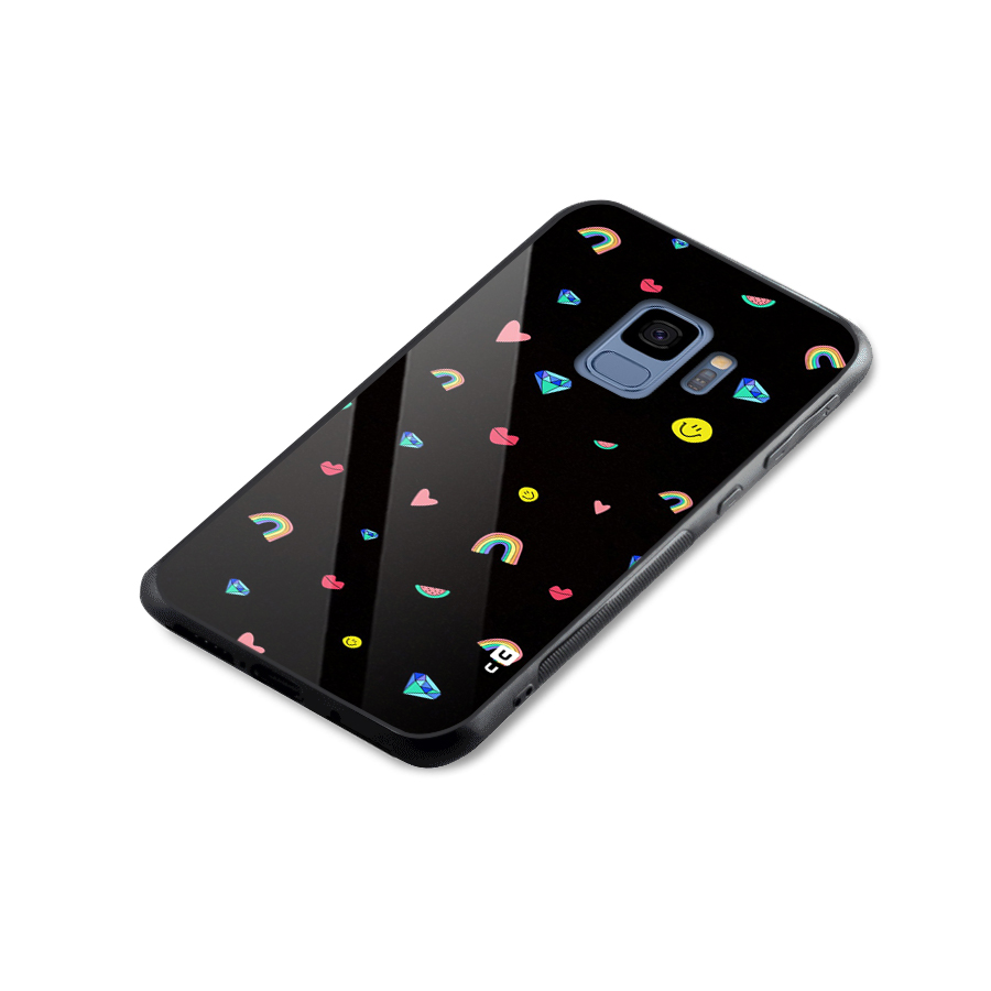 Cute Multicolor Shapes Glass Back Case for Galaxy S9
