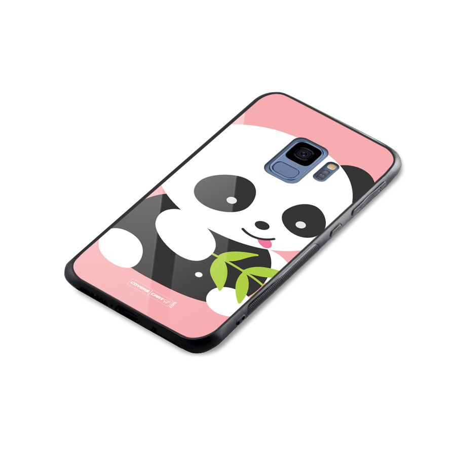 Cute Panda Pink Glass Back Case for Galaxy S9