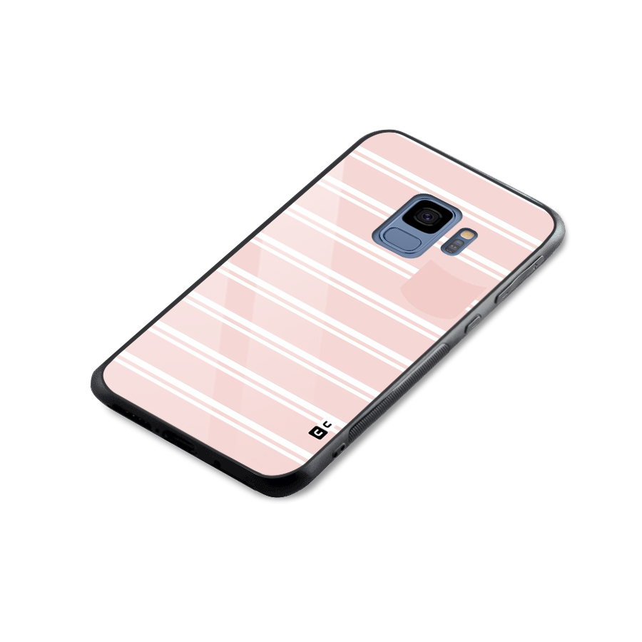 Cute Pocket Striped Glass Back Case for Galaxy S9