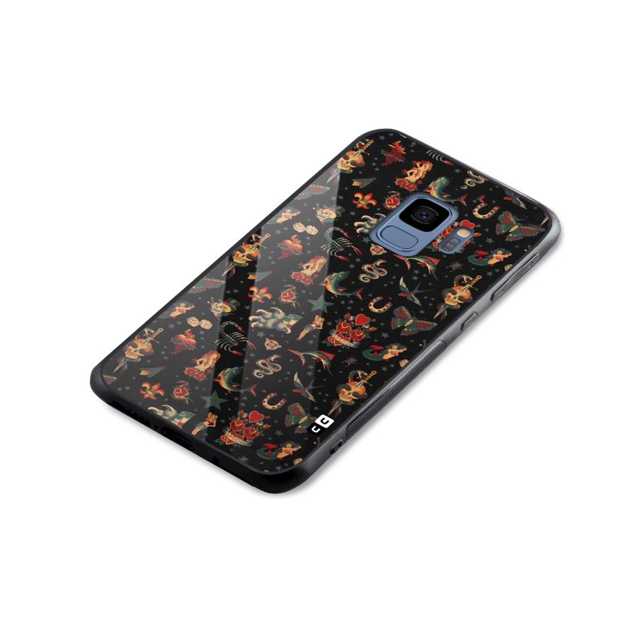 Dark Pattern Glass Back Case for Galaxy S9