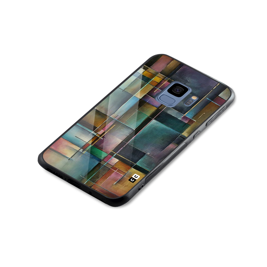 Dark Square Shapes Glass Back Case for Galaxy S9