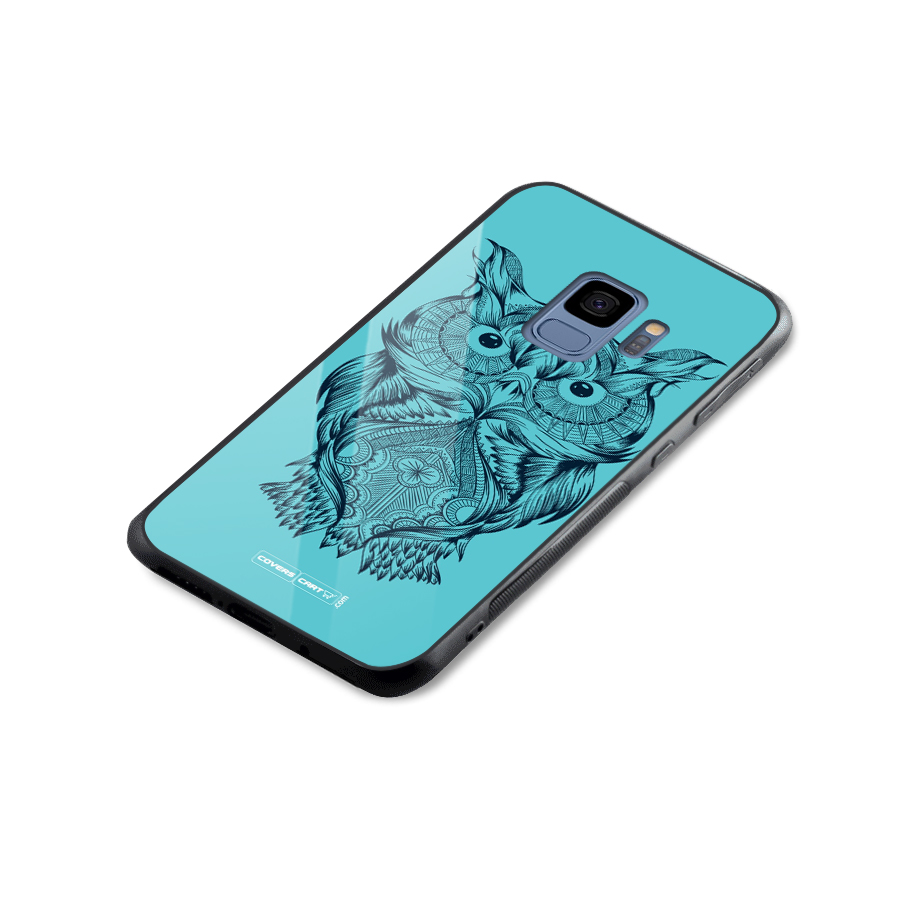 Designer Owl Glass Back Case for Galaxy S9