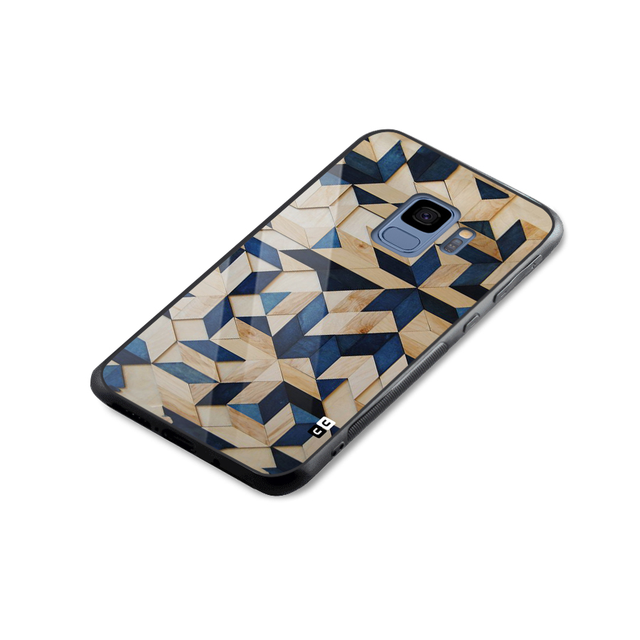 Disorted Wood Blue Glass Back Case for Galaxy S9