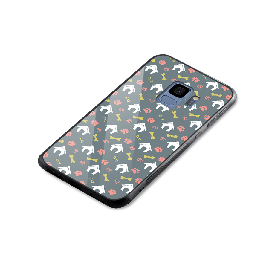 Dog Pattern Glass Back Case for Galaxy S9