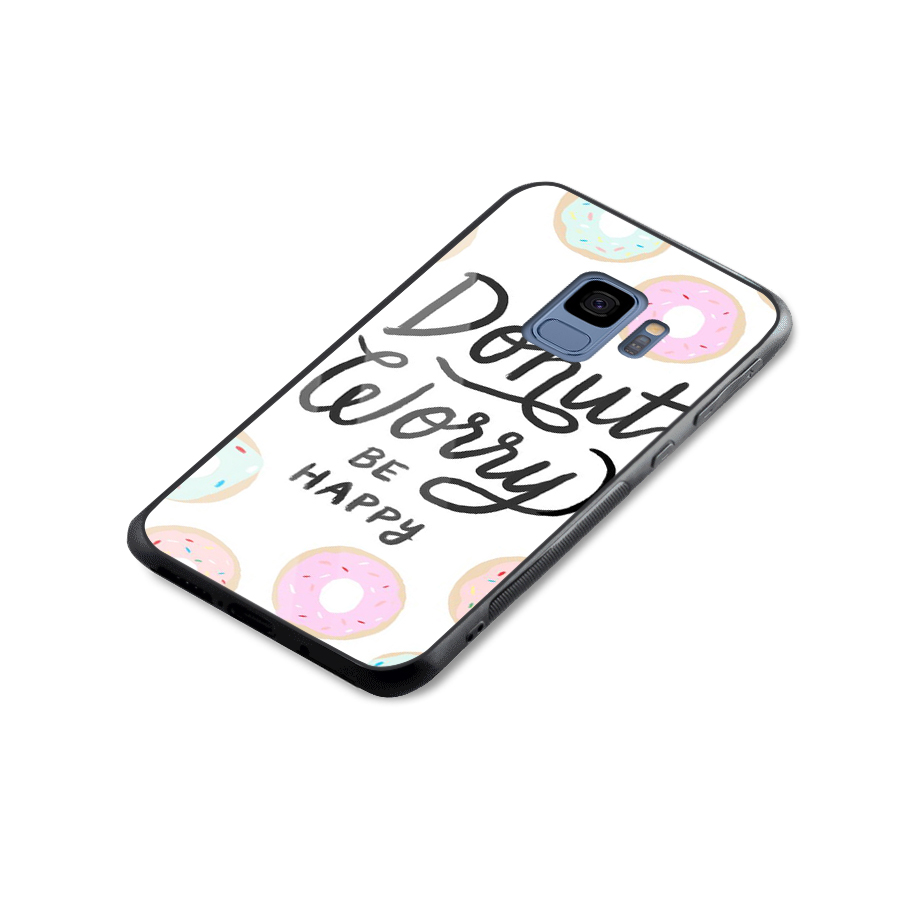 Donut Worry Be Happy Glass Back Case for Galaxy S9