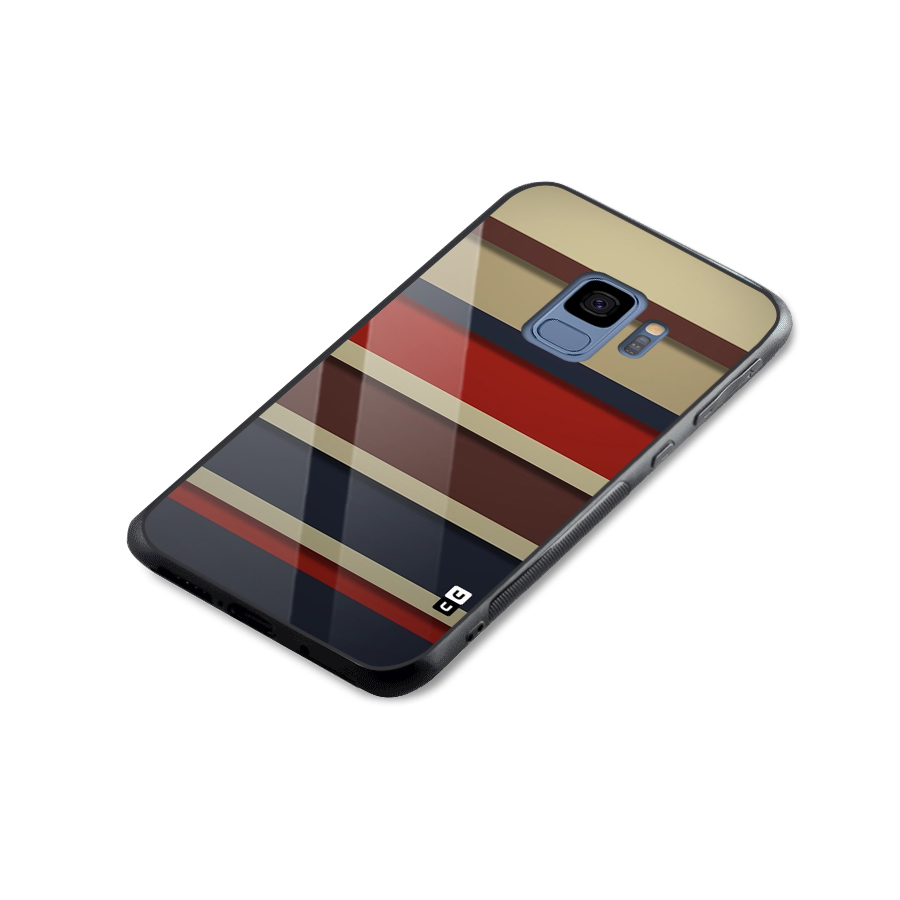 Elegant Stripes Pattern Glass Back Case for Galaxy S9
